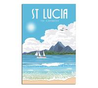 The Caribbean St Lucia Vintage Travel Posters Beach Canvas Art Print Office Family Bedroom Decorative Posters Gift Wall Decor Poster 12x18inchs(30x45cm) Unframe-.