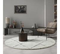 the carpet Bahar Shaggy Elegant Designer Living Room Rug, Soft & Easy-Care High Pile Living Room Rug in Cream/Black, 160 cm, Round