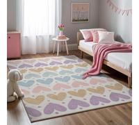 the carpet Beat Kids Modern Soft Children’s Rug, Soft Pile, Easy-Care, Colorfast, Heart Pattern, Cream Multicolor, 120 x 170 cm