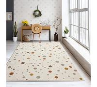 the carpet Beat Kids Modern Soft Children's Rug, Soft Pile, Easy Care, Colourfast, Polka Dot Pattern, Cream, 140 x 200 cm