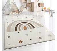 the carpet Beat Kids Modern Soft Pile Kids Rug Soft Easy Care Colourfast Rainbow Pattern Cream 200 x 280 cm