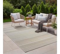 the carpet Calgary Heavy Duty Flat Weave Rug, Modern Design, Ideal for Living Room, Dining Room and Outdoor, Indoor and Outdoor, Vintage Look, Boho Style, Beige Yellow, 140 x 200 cm