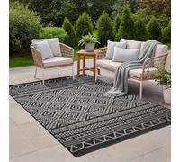 the carpet Calgary Heavy Duty Flat Weave Rug Modern Design Ideal for Living Room Dining Room Outdoor Indoor Outdoor Vintage Boho Style Charcoal Grey 140 x 200 cm
