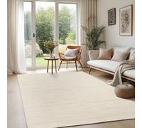The Carpet Deluxe Wool Hand-Woven Bohemian Scandinavian Wool Rug in Natural Style, Artisan Work for a Unique Look, Cream Beige, 160 x 230 cm