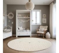 the carpet Elisa Kids Rug for Children's Room, Children's Rug, Play Mat, Easy Care, Durable, Cream, 120 cm Round