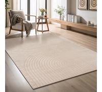 the carpet Elisa modern living room rug, geometric design, high pile density and pleasantly soft, beige, 160 x 220 cm