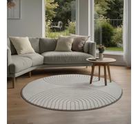 the carpet Elisa modern living room rug, geometric design, high pile density and pleasantly soft, gray, 120 cm Rund