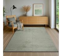 the carpet Everest Modern Short Pile Rug for Living Room, Bedroom, High-Depth Effect, 3D Effect, High Pile Density and Pleasantly Soft, Panglao Design, Green, 200 x 290 cm