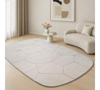 the carpet Everest, Modern Short Pile Rug, Living Room, Bedroom, with High-Low Effect, 3D Effect, High Pile Density and Pleasantly Soft, Honeycomb Pattern, Cream, 160 x 230 cm