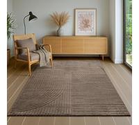 the carpet Everest - modern short pile with high-low effect, 3D effect, high pile density and pleasantly soft, Brown, 140 x 200 cm