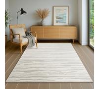the carpet Everest - modern short pile with high-low effect, 3D effect, high pile density and pleasantly soft, abstract design, cream, 200 x 290 cm