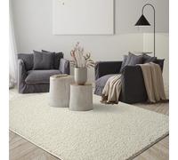 the carpet Foxy Washable Shaggy, High Pile, Long Pile, Living Room, Bedroom, Non-Slip, 30 mm Pile Hight, Cream,120 cm Round