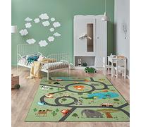 the carpet Happy Life Children's Room Rug, Play Mat, Washable, Street Rug, Jungle, Animals, Car, Green, 200 x 290 cm