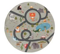 the carpet Happy Life - Kids Play Mat for Bedroom or Playroom - Soft Foam Educational and Interactive Children’s Rug with Cars, Streets, Alphabet, Numbers, and Animal Designs, Green, 160 cm Round