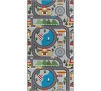 the carpet - Happy Life - Washable play mat for children's bedroom, urban pattern of streets and cars, grey, 100 x 200 cm
