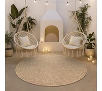 the carpet Kansas - Comfortable and Stylish Indoor Rug for Living Room, Bedroom or Hallway, Soft and Warm, Easy to Clean, Natural Jute Style, Also Suitable for Outdoors, 160 cm Round