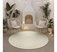 the carpet Kansas - robust indoor and outdoor carpet in natural jute look, weatherproof, suitable for patio and garden, Cream, ca. 160 cm Rund