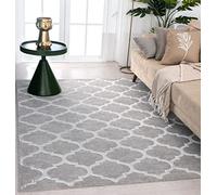 the carpet Knight Elegant Living Room Rug, Soft Short Pile, 3D Effect, Shiny Design Elements, High-Low Structure, Grey, 80 x 150 cm