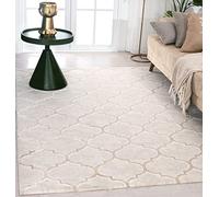 the carpet Knight Elegant Living Room Rug, Soft Short Pile, 3D Effect, Shiny Design Elements, High-Low Structure, Beige, 160 x 230 cm