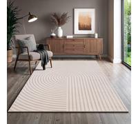 the carpet Knight Luxurious living room rug with soft-touch short pile, 3-D effect and refined lustre details in high-low structure, beige, 160 x 230 cm