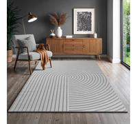 the carpet Knight Luxurious living room rug with soft-touch short pile, 3-D effect and sophisticated shiny details in high-low structure, grey, 140 x 200 cm