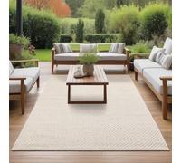 the carpet Maldives - Durable outdoor rug with Boho and Vintage design, weather-resistant and easy to clean, for balcony, terrace & garden, Beige, 140 x 200 cm