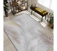the carpet Mila Modern Thick Short Pile Rug, Living Room, Bedroom, Elegant Shine, Shine Fibre, High Low Effect, Feather, Grey, 160 x 230 cm