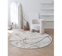 the carpet Mila Modern Thick Short Pile Rug, Living Room, Bedroom, Elegant Shine, Shine Fibre, High Low Effect, Flash Effect, Grey, 200 cm Round