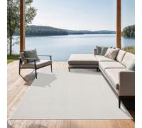 the carpet Mistra Heavy Duty Flat Weave Rugs Modern Design Ideal for Kitchen and Dining Room Trendy Colours Extra Flat Outdoor Rug Cream 160 x 220 cm