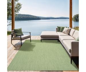 the carpet Mistra Heavy Duty Flat Weave Rugs Modern Design Ideal for Kitchen and Dining Room Trendy Colours Extra Flat Outdoor Rug Green 140 x 200 cm