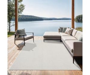 the carpet Mistra Heavy Duty Flat Weave Rugs Modern Design Ideal for Kitchen and Dining Room Trendy Colours Extra Flat Outdoor Rug Cream 200 x 280 cm