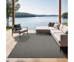 the carpet Mistra Heavy Duty Flat Woven Rug, Modern Design, Ideal for Kitchen and Dining Room, Trendy Colours, Extra Flat Outdoor Use, Anthracite, 240 x 340 cm