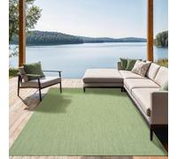 the carpet Mistra resistant woven area rug, flat design, modern, ideal for the kitchen and dining room, trendy colours, extra flat, also for outdoor use, Green, 300 x 400 cm