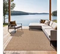 the carpet Mistra resistant woven area rug, flat design, modern, ideal for the kitchen and dining room, trendy colours, extra flat, also for outdoor use, Natural, 140 x 200 cm