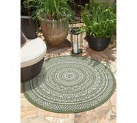 the carpet Mistra Robust Outdoor Rug, Modern, Weatherproof and UV-Resistant, for Balcony, Patio and Conservatory, but also Suitable for the Kitchen, Flatwoven, Green, 120 x 120 cm, Round