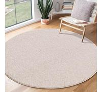 the carpet Natal Modern Plain Living Room Rug Kitchen Tufting Durable Short Pile with Felt Backing Soft & Stain Resistant Beige 52" Round