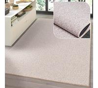 the carpet Natal Modern Plain Living Room Rug, Kitchen, Tufting, Robust Short Pile with Felt Backing, Soft & Easy to Care, Beige, 160 x 230 cm