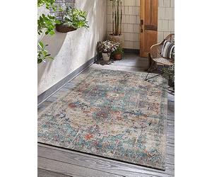the carpet Palma Robust Outdoor Rug, Modern Design, Weatherproof and UV-Resistant, for Balcony, Also Suitable for Kitchen or Dining Room, Multicoloured, 240 x 340 cm