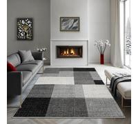 the carpet Pearl Modern dense short pile living room bedroom carpet, Contour cut, Geometric pattern, Checked, Grey, 120 x 160 cm