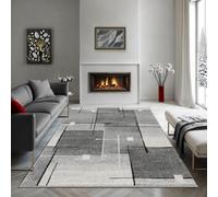 the carpet Pearl Modern dense short pile living room bedroom carpet, Contour cut, Geometric pattern, Checked, Grey, 120 x 160 cm