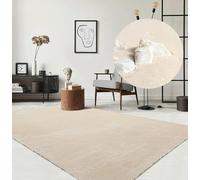 the carpet Relax Cuddly Short Pile Rug, Non-Slip Underside, Washable up to 30 Degrees, Super Soft, Fur Look, Beige, 300 x 400 cm