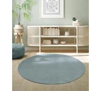 the carpet Relax Cuddly Short Pile Rug, Non-Slip Underside, Washable up to 30 Degrees, Super Soft, Fur Look, Blue, 160 cm Round