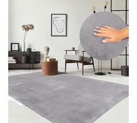 the carpet Relax Cuddly Short Pile Rug, Non-Slip Underside, Washable up to 30 Degrees, Super Soft, Fur Look, Grey, 300 x 400 cm