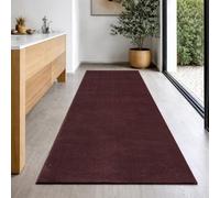 the carpet Relax Modern Fluffy Short Pile Rug, Non-Slip Underside, Washable up to 30 Degrees, Super Soft, Fur Look, Bordeaux, 80 x 300 cm