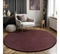 the carpet Relax Modern Fluffy Short Pile Rug, Non-Slip Underside, Washable up to 30 Degrees, Super Soft, Fur Look, Bordeaux, 160 cm round