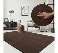 the carpet Relax Modern Fluffy Short Pile Rug, Non-Slip Underside, Washable up to 30 Degrees, Super Soft, Fur Look, Brown, 200 x 280 cm