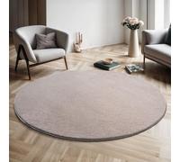the carpet Relax Rug, Modern, Fluffy, Short Pile, Non-Slip Underside, Washable Up To 30°C, Super-Soft, Fur Look, Sand, 200 x 200 cm, Round