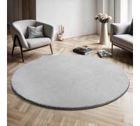 the carpet Relax Rug, Modern, Fluffy, Short Pile, Non-Slip Underside, Washable up to 30°C, Super-Soft, Fur Look, Grey, 160 cm, Round