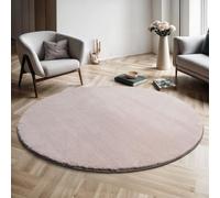 the carpet Relax Rug, Modern, Fluffy, Short Pile, Non-Slip Underside, Washable up to 30°C, Super-Soft, Fur Look, Blush, 200 cm, Round