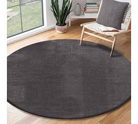 the carpet Relax Rug, Modern, Fluffy, Short Pile, Non-Slip Underside, Washable up to 30°C, Super-Soft, Fur Look, Anthracite, 200 x 200 cm, Round